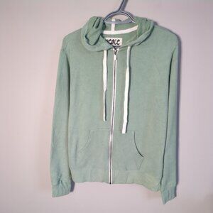 Peace Love World French Terry Embroidered Zip Front Hoodie Mint/Light Green Sz S